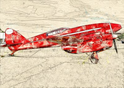 Avion à hélice rouge vintage - Lembayung senja studio [Vintage Poster]