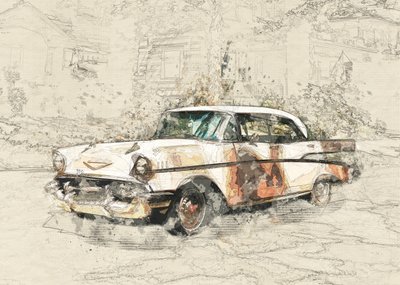 Voiture de collection patinée - Lembayung senja studio [Vintage Poster]