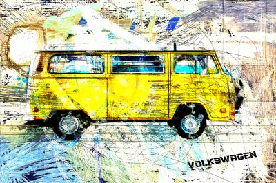 Yellow Surf Van - Lembayung senja studio [Vintage Poster]