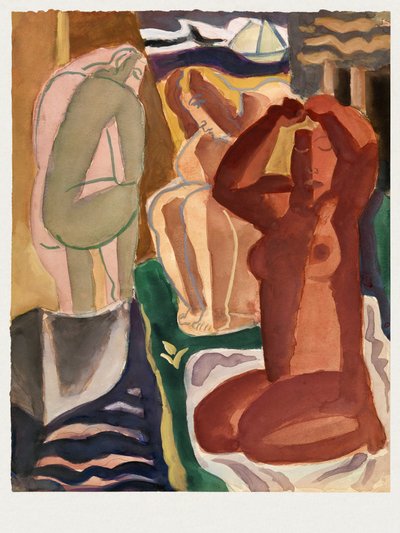 Deux baigneuses et un pont  - Leo Gestel 60 x 80 cm, bordure blanche - Leo Gestel