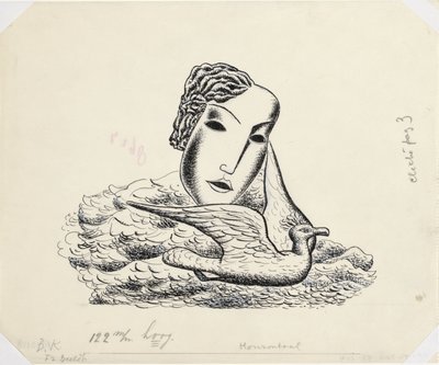 Tête de femme avec oiseau (esquisse) - Leo Gestel