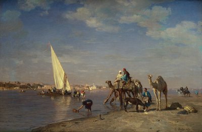 Scène au bord du Nil - Leon Auguste Adolphe Belly
