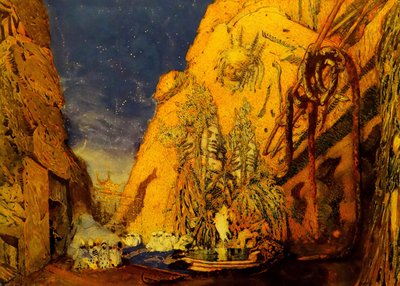 Décor de scène pour le ballet Le Dieu Bleu par R. Hahn, 1911 - Leon Bakst