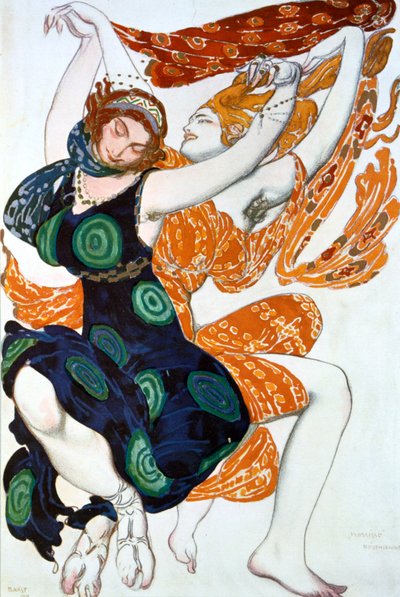 Deux Bacchantes, costume pour une production des Ballets Russes de Narcisse de Tcherepnin, 1911 - Leon Bakst
