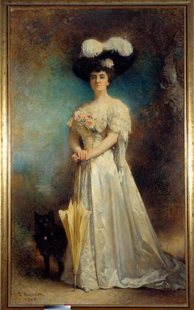 Portrait en pied de Madame Maurice Pascal et son chien Tiny (Léon Joseph Bonnat, 1905) - Leon Joseph Florentin Bonnat