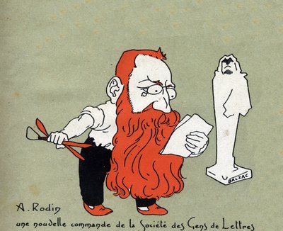 Caricature par Auguste Rodin avec une nouvelle commande de la Société des gens de lettres (Sculpture par Balzac) - Illustration par Léon Lebègue (1863-1944) - Gravure dans "Le sun-du-dimanche" - Leon Lebegue