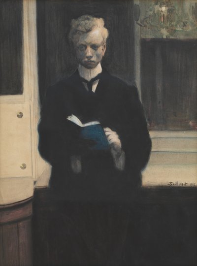 Autoportrait avec carnet de croquis bleu - Leon Spilliaert