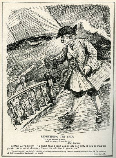 Les départements gouvernementaux sont instruits par Lloyd George de réduire les dépenses de vingt pour cent, 1921 - Leonard Raven Hill