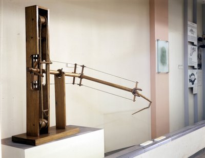 Aile à inclinaison variable, modèle selon le dessin de Léonard de Vinci. Musée des Sciences et Techniques, Milan. - Leonardo da (after) Vinci