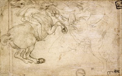 Un cavalier en combat avec un griffon, 16ème siècle - Leonardo da Vinci