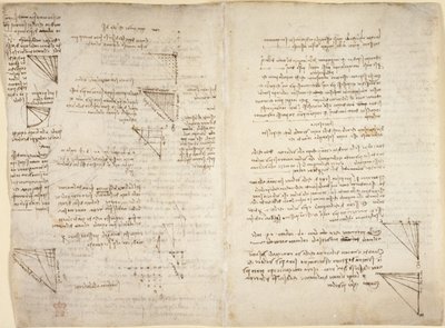 Arundel 263, f.217v, f.216 Notes et diagrammes du 