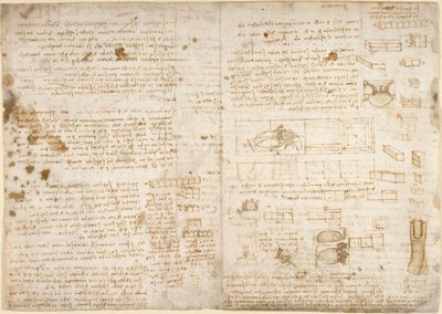 Arundel 263, f.223 Notes, diagrammes et croquis du 