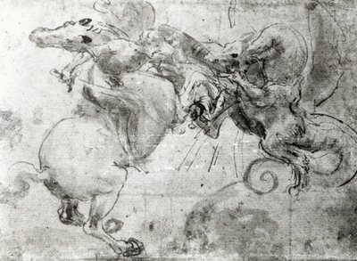 Bataille entre un cavalier et un dragon, c.1482 - Leonardo da Vinci