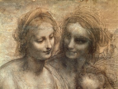 (détail) des têtes de la Vierge et de Sainte Anne, de La Vierge et l