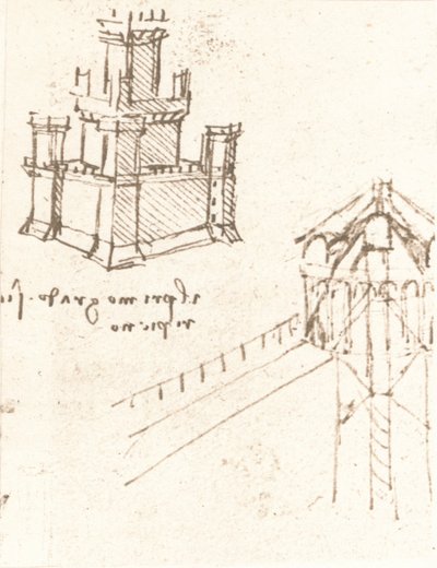 Dessin de projets pour châteaux et villas, vers 1472-1519, 1883 - Leonardo da Vinci