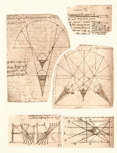 Cinq diagrammes illustrant la théorie de la lumière et de l
