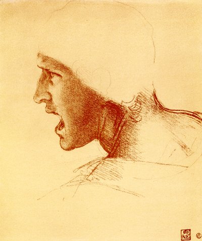 Tête de guerrier criant et attaquant - Leonardo da Vinci