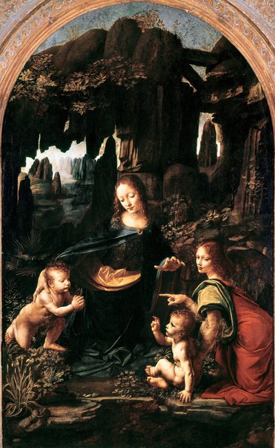 Madone des rochers, vers 1483-94 (huile sur panneau transférée sur toile) - Leonardo da Vinci