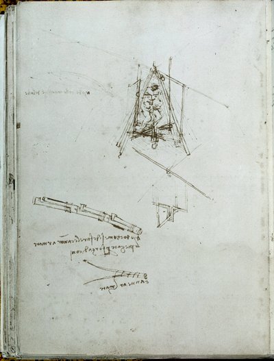 Science et technologie : manuscrit sur les machines volantes, ancêtre de l