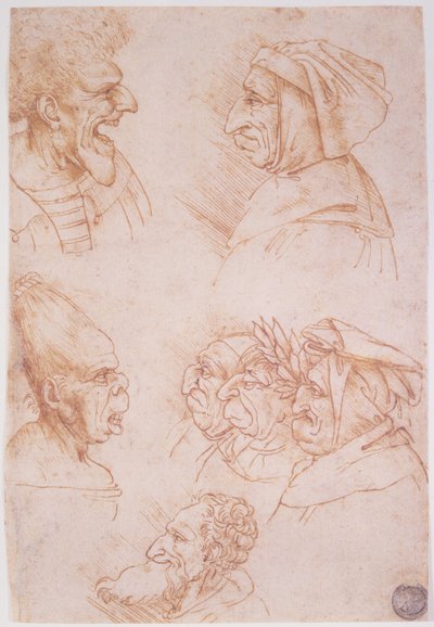 Sept études de visages grotesques - Leonardo da Vinci
