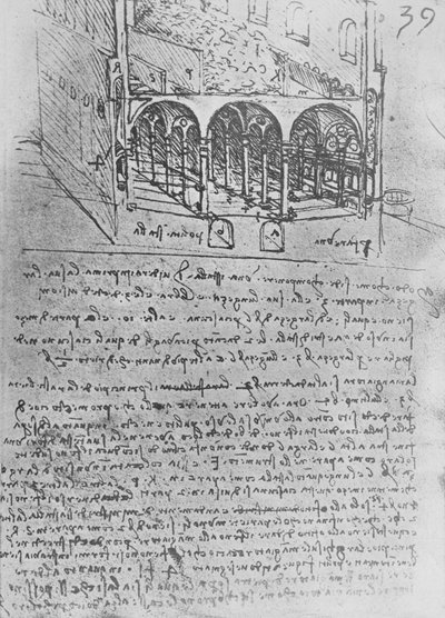 Esquisse de conception pour une écurie, vers 1480 1945 - Leonardo da Vinci