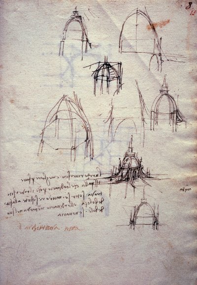 Études pour la lanterne de la cathédrale, du Codex Trivulzianus - Leonardo da Vinci