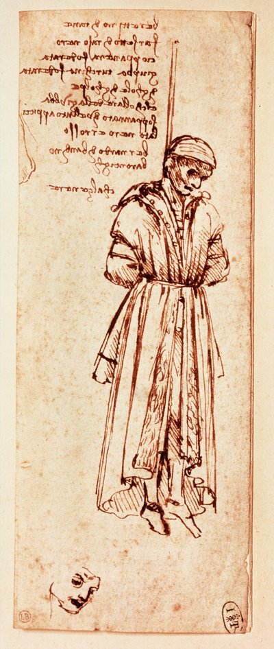 Le corps étranglé de Bernardo Baroncelli. Plume et encre (plume et encre) - Leonardo da Vinci