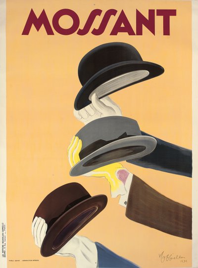Affiche publicitaire pour les chapeaux Mossant, 1938 - Leonetto Cappiello