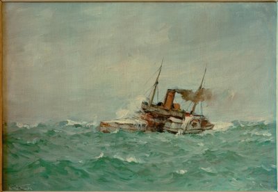 Vapeur à roues par mer agitée - Leonhard Sandrock