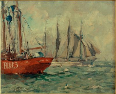 Goélette à quatre mâts passant Elbe 3 - Leonhard Sandrock