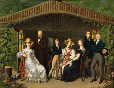 French : La famille impériale autour du duc de Reichstadt dans une tonnelle de jardin - Leopold Fertbauer