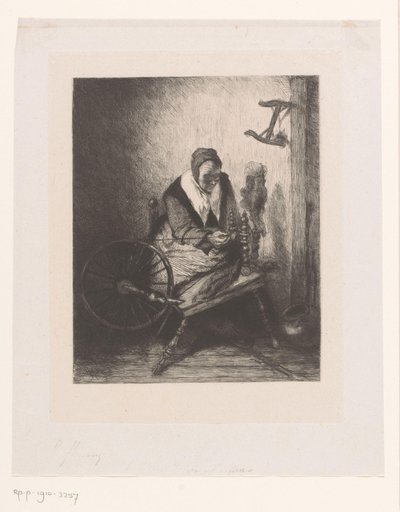 Femme devant son rouet - Leopold Flameng