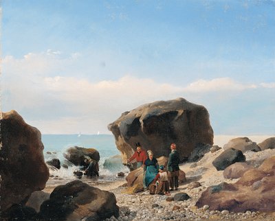 Scène de plage avec personnages - Leopold Leprince