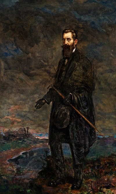 Portrait de Theodor Herzl (huile sur toile) - Leopold Pilichowski