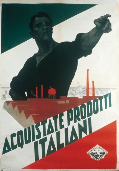 Acquistate Prodotti Italiani, affiche de propagande fasciste pendant l