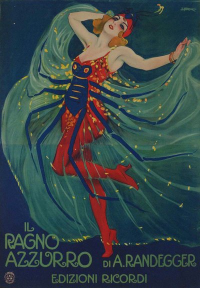 Il Ragno Azzurro Le Araignée Bleue par Alberto Iginio Randegger, 1916 - Leopoldo Metlicovitz