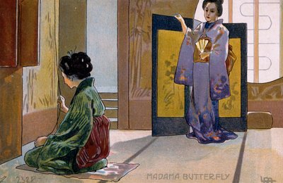 Carte postale créée pour la première de "Madame Butterfly", à Brescia - Leopoldo Metlicovitz