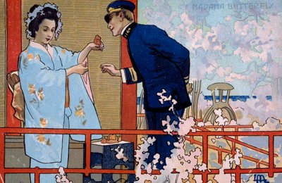 Carte postale créée pour la première de "Madame Butterfly", à Brescia - Leopoldo Metlicovitz