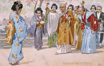 Carte postale créée pour la première de "Madame Butterfly", à Brescia - Leopoldo Metlicovitz