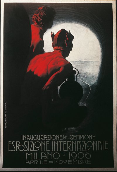 Affiche pour le tunnel transalpin du Simplon à l