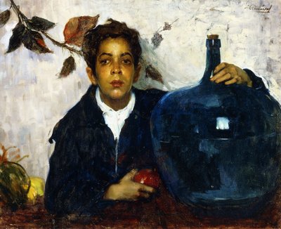 Garçon avec une grande bouteille - Leopoldo Romañach