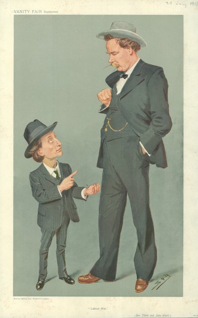Ben Tillett et John Ward, hommes du travail, 29 juillet 1909, caricature de Vanity Fair - Leslie Matthew Ward
