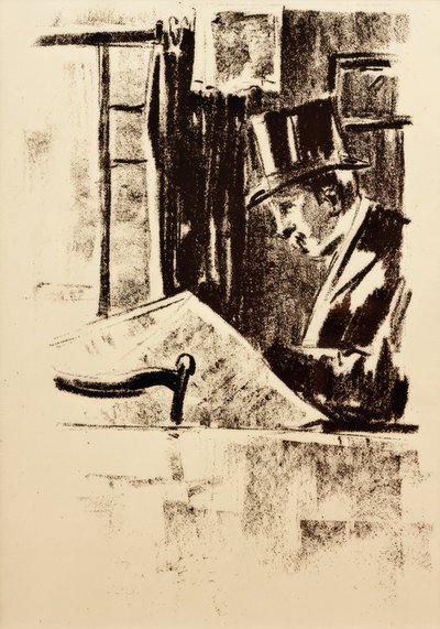Lecteur de journal avec un chapeau haut de forme - Lesser Ury
