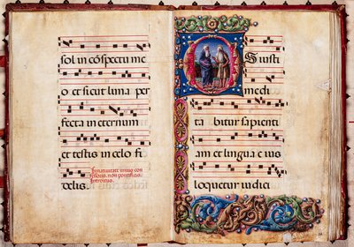 Bibliothèque Piccolomini : livre de chœur, cod. 17.2, ff. 30v-31r avec « Deux saints ermites » - Liberale da Verona