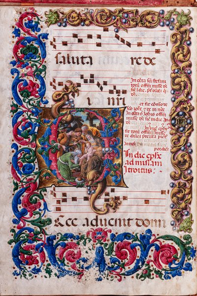 Bibliothèque Piccolomini : livre de chœur, cod. 19.4, ff. 9v avec "Adoration des Mages" - Liberale da Verona