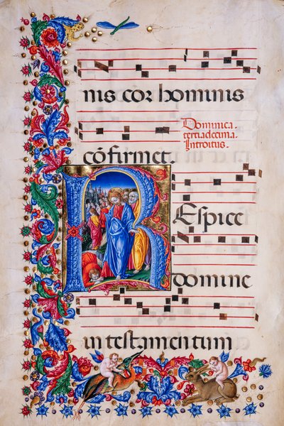 Bibliothèque Piccolomini : livre de chœur, cod. 24.9, ff. 67v avec « Guérison du Lépreux » - Liberale da Verona