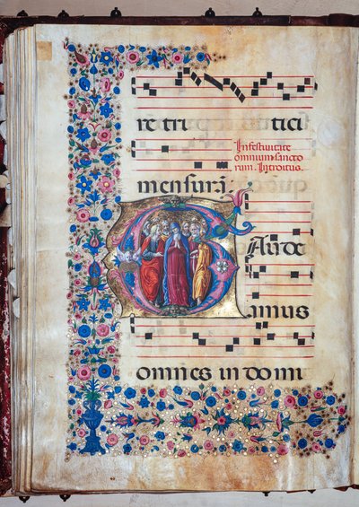 Bibliothèque Piccolomini : livre de chœur, cod. 28.12, ff. 94v avec la Vierge et tous les Saints, par Francesco Rosselli et Liberale da Verona - Liberale da Verona