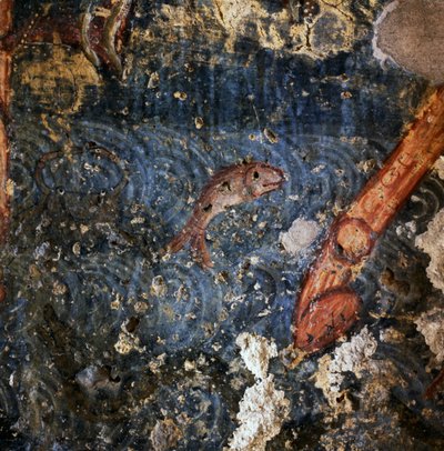 Poisson, détail de fresque dans le monastère d