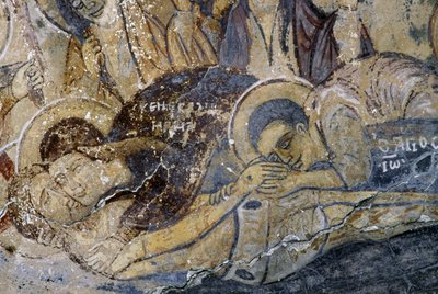 Fresques avec le Christ mort dans l