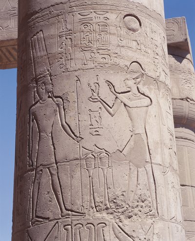 Relief du pharaon tenant la déesse de la justice Maât devant Amon sur un pilier - Unbekannt Unbekannt